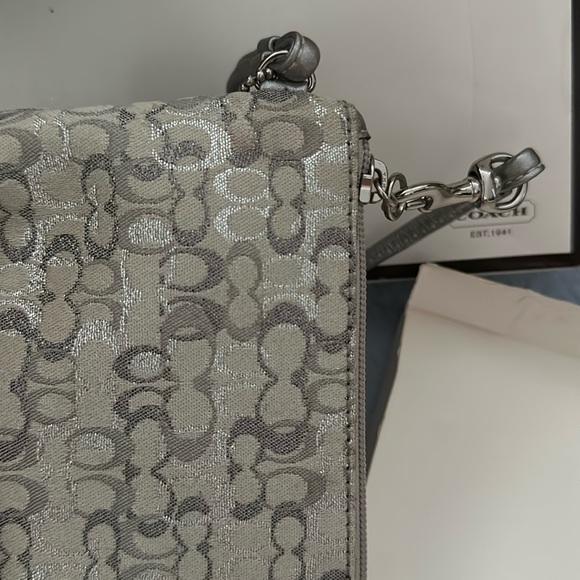 Coach Metallic Silver Signature Collection Wristlet - Picture 3 of 7
